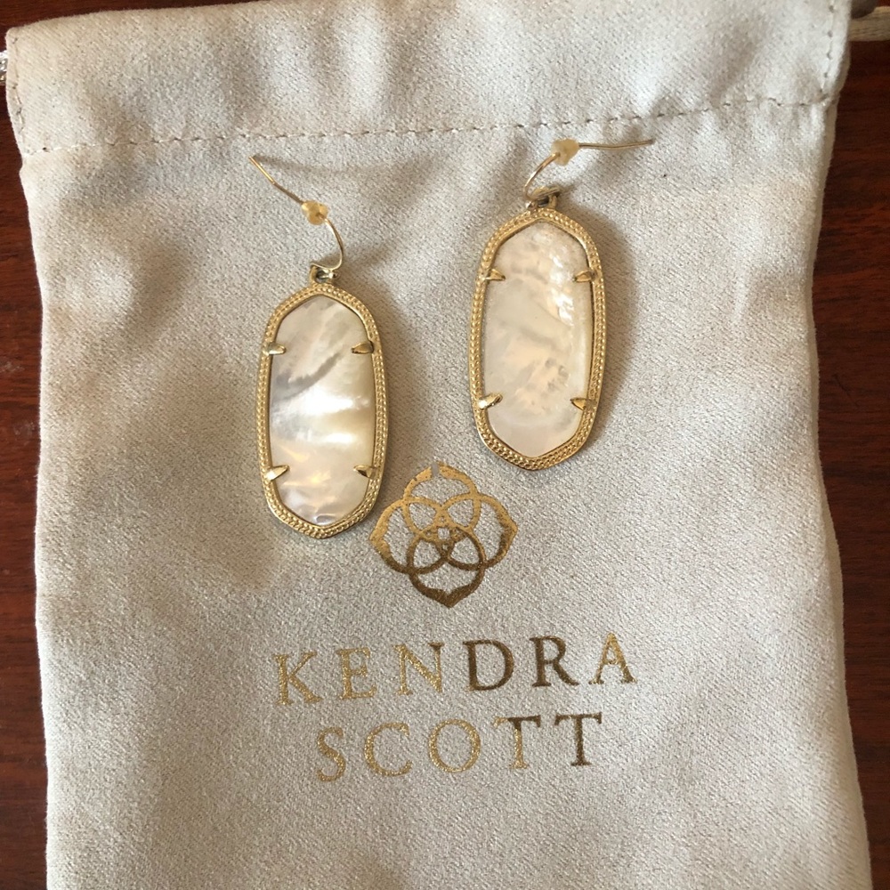 Elle Gold Drop Earrings in Ivory Pearl